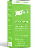 Queen V The Eraser Yeast Infection Treatment | 14 Vaginal Suppositories | Reusable Applicator Included | Effective Formula | May Help Reduce Odor | Minimal Mess | Natural Alternative