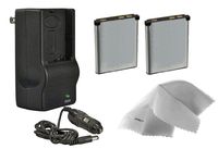 Casio High Capacity Lithium Ion Replacement for Casio NP-80 - 2 Batteries (850Mah) + AC/DC Rapid Travel Charger + Nwv Direct Micro Fiber Cleaning Cloth