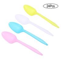 Artibetter Disposable Plastic Serving Spoons Party Cutlery Spoons Birthday Party Tableware (Mixed Color) 24pcs
