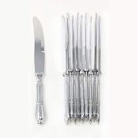 TigerChef Silver Heavy Duty Plastic Knives Disposable Reusable Bulk Party Supplies Solid, Durable and Heavyweight Silverware Flatware Cutlery Utensils Pack Of 24