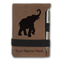 Mini Notepad, Indian Elephant, Personalized Engraving Included (Dark Brown)