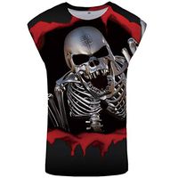 GREFER T-Shirts for Men Graphic Skull - Personality 3D Printed Sleeveless Vest - Summer Plus Size Tank Tops Shirts Red