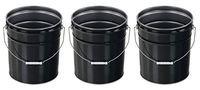 Vestil PAIL-STL-RI Steel Open Head Pail with Handle, 5 gallon Capacity, Black (Pack of 3