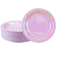 Aneco 60 Pieces Unicorn Paper Plates Party Plates Disposable Plates Round Plates Party Supplies for Party, Appetizer, Lunch, Dessert, 7 Inches