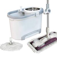 SSRSHDZW Flat Mop with Rotating Mop Round Tow + Flat Tow Free Hand Washing Microfiber Cleaning Area Large Super Absorbent for Kitchen Living Room Bathroom