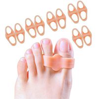 Povihome 10 Pack Big Toe Separators, Temporary Bunion Corrector (1st/2nd Toe), Silicone Toe Spacers for Bunion Pain Relief, Overlapping Toe - Beige