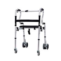 MYLW Folding Walker with 4 Wheels Deluxe Folding Walker Adjustable Height for Adult Elderly and Handicap with Seatfor