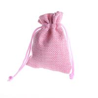 Yalulu 2.8x3.5inch 50 Pack Mini Natural Jute Burlap Gift Bag with Nylon Drawstring for Arts & Crafts Projects, Gift Packaging, Snacks & Jewelry (Pink)