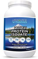 LifeSource Vitamins 3 lb - US Dairy Cows Grass Fed Whey Protein Isolate - Double Chocolate Fudge sweetened w/Stevia - Free Priority Shipping