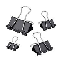Muzi Binder Clips Paper Clamps for Office Supplies,Assorted Sizes, Black, 172 Count