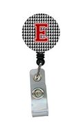 Caroline's Treasures CJ1021-E-BR Houndstooth Black Initial E Retractable Badge Reel or ID Holder with Clip, Belt Clip, Multicolor