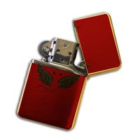 Gold Flip Top Refillable Windproof Lighter - Devil Angel Wings Good Bad Girls Lighter Gold