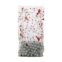 25ct Small Red Cardinals & Berries 7x2x3" Cello Cellophane Treat Food Snack Bags nfLG -598