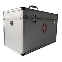 Zzmop Medical Box with Lock, First Aid Box Emergency Medicine Case Child Proof Medication Cabinet Protable Drugs Storage Box Aluminum Alloy (Size: 35cm18.5cm20.5cm)