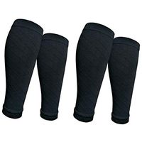 (2 Pairs) Compression Calf Sleeves Men & Women (20-30mmhg) - Best Footless Compression Socks Shin Splints, Running, Leg Pain, Nurses & Maternity Pregnancy - Increase Blood Circulation (Black)