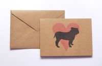 English Bulldog Pink Heart Stationery Note Card Set