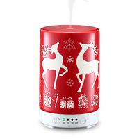 STAR MOON Aromatherapy Essential Oils Diffuser, Cool Mist Humidifier with Modern Printed Ceramic Cover and Night Light for Christmas Decoration - Christmas Red Reindeer