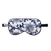 ZIMASILK Adjustable Mulberry Silk Sleep Mask Blindfold 100% Pure Mulberry Silk Eye Mask for Sleep with Bag (Blue Flower)