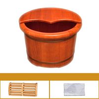 Tub Foot Bath, Oak Spa Bucket,Thicken with Cover Foot Washing Barrel，Health Massage Household Steamed Foot Wooden Barrel (Size : Covered)
