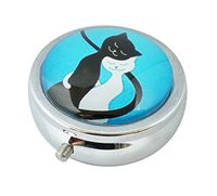 Halulu Cat Custom Fashion Round Glass Pill Case 2.1 Inch Tablet Holder Storage Bag Wallet