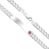 US Jewels And Gems Customizable Men's 0.925 Silver Sterling 7mm Curb Medical ID Alert Bracelet, 7.5in