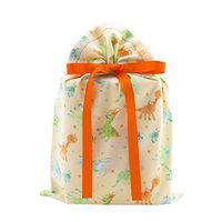 Baby Dinosaurs Reusable Fabric Gift Bag for Baby Shower or Child’s Birthday (Pale Peach, Standard 10 Inches Wide by 15 Inches High)
