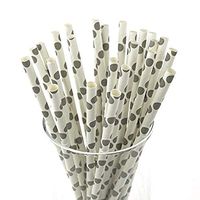 Homeford Firefly Imports Large Dots Paper Straws, 7-3/4-Inch, 25-Pack, Silver, 7-3/4"
