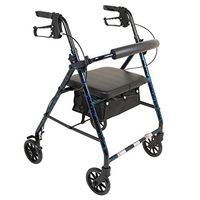 ProBasics Aluminum Rollator Walker with Seat - Rolling Walker with 6-inch Wheels - Foldable - Padded Seat and Backrest, Height Adjustable Handles, 300 Pound Weight Capacity, Blue Flame