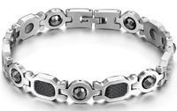 Starryinter Men's Titanium Magnetic Bracelet with Carbon Fibre -BR230