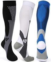 Compression Socks Men Women Knee High Support Stockings 20-30 mmHg for Medical, Athletic, Nursing, Shin Splints, Edema, Diabetic, Running, Varicose Veins, Flight, Travel, 3 Pack, XXL