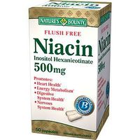 Nature's Bounty Flush Free Niacin, Inositol Hexanicotinate, 500mg, Caps 50