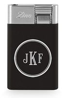 Personalized Black Zino ZM Jetflame Cigar Lighter with Free Laser Engraving (Roman Monogram)