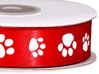Red Paw Print Satin Ribbon Single Faced Satin 7/8"x25 yds (5 Spools) - WRAPS-SF5RE