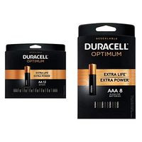 Duracell Optimum 1.5V Alkaline AA Batteries -Double A Battery with Convenient - 12 Count with AAA Alkaline Batteries |1.5V Triple A Battery |8 Count
