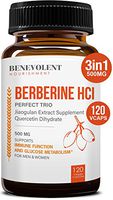 Premium Berberine HCL 500mg - Perfect Trio Complex with Non-GMO Jiaogulan Plus Quercetin, Support Blood Sugar Health & Glucose Metabolism, Immune, Cardiovascular, Gastrointestinal Function Supplements