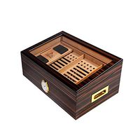 KALMAR Cigar Box, Cedar Wood Cigar Humidor, Piano Paint Transparent Sunroof Large Capacity Cigar Humidor, Cigar Humidor And Cigar Accessories For Smokers, Wood Grain Cigarette Box Cigar Protective Cov