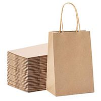 Halulu Brown Kraft Paper Bags - Gift Party Bags with Handles - 25pc 5"x3.75"x8" Shopping Bags