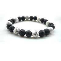 GIONO Black Lava Stone White Turquoise Howlite Oil Diffuser Chakra Reiki Beads Distance Natural Gemstone Elastic Bracelet