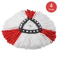 ZQY 4 Packs of Microfiber Rotary Mop Replacement Head Easy to Clean Washable Mop Pad (Red and White)