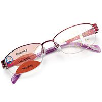 LianSan Womens Metal/Acetate Progressive Multifocal Blue Light Blocking Reading Glasses Computer Readers for Women Red 1.50
