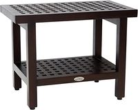 AquaTeak 24" Grate Mocha Teak Shower Bench with Shelf