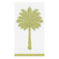 Caspari Grand Palms Paper Guest Towel Napkins in Green - Two Packs of 15