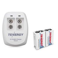 Tenergy TN141 2 Bay 9V Smart Charger with 2 pcs Premium 9V NiMH 250mAh Rechargeable Batteries