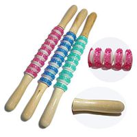 Muscle Roller Stick, Body Massage Roller Tool, Wooden Massage Stick Yoga Roller for Relieving Muscle Soreness, Soothing Cramps, Massage, Physical Therapy & Body Recovery (Random)