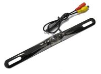 License Plate Mount Rearview Backup Color Camera with Distance Scale Line (Zinc Black Chrome)
