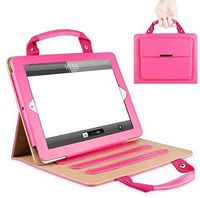 Case for Handbag iPad Air 2,Business Handbag Multifunctional Protective Folio Slim Case with Handle Pocket Carrying Case by Businda,Hot Pink
