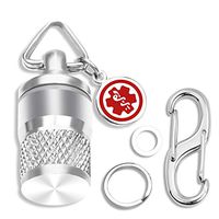 Divoti Micro Pill Keychain, Emergency Pill Holder w/Clips, Waterproof Single Chamber Stainless Steel Pill Fob for EDC/Travel