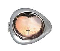 Entrance to God Concept Heart Shape Custom Silver Oval Pill Box Pocket Purse Pill Case Medical Tablet Holder Weekly Pill Organizer Decoration Box Wallet