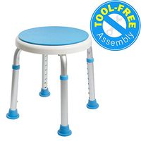Medical Tool-Free Assembly Adjustable Swivel Shower Stool Seat Bench with Anti-Slip Rubber Tips for Safety and Stability