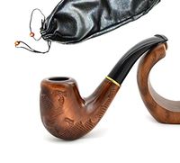"Versailles" pear wood handmade wooden tobacco pipes smoking pipe for 9 mm filter + Pouch